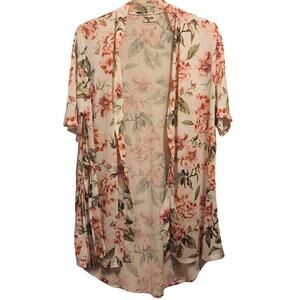 MUMU Short Robe White Background w/Pink Roses Size Small